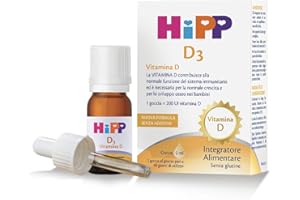 HiPP- HiPP D3, Vitamina D3, Integratore Alimentare, Bambini, in Gocce, Flacone 5 ml, con Pratica Pipetta Contagocce, Senza Glutine, Senza Additivi