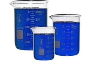 Glass Beaker Set - 3 Sizes - 50, 100 and 250ml, Karter Scientific 214T2