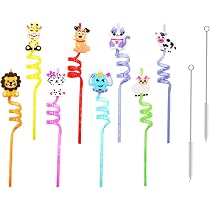 33 cannucce pazze, 11 diversi disegni colorati ad anello, cannucce riutilizzabili in plastica per bambini, divertenti e variegate per bambini, forniture per feste di compleanno
