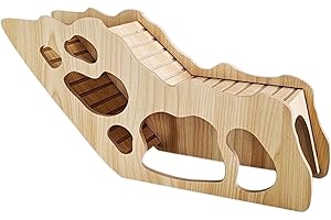 GENERIC Wooden Hamster Hideout Hamster Tunnel with Ladder Syrian Hamsters Toys Wooden House Hamsters Bridge Cage Accessories for Small Animals (Style B 33 * 10 * 15cm)