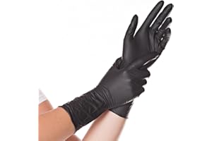 FRANZ MENSCH Hygostar Nitrilhandschuhe Safe Long | Latex- und puderfrei, schwarz, 9/L, 30cm, 100 Stück, Einweghandschuhe, extra lang und robust, langer Schaft