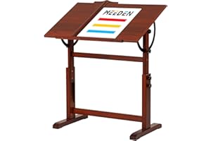 MEEDEN Table à Dessin en Bois: 90 x 60 cm Table de Dessin d'artiste, Table d'art avec Hauteur Réglable, de Peinture en Studio, Bureau d'Artisanat pour Adultes pour l'Écriture, Noyer