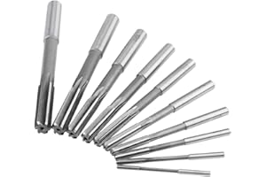 GOTOTOP Maschinenreibahle, 3/4/5/6/7/8/9/10/11/12 mm Schnellarbeitsstahl HSS Maschinenreibahle H7 Gerade Flöte Fräser Set, 10 stücke