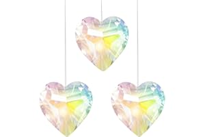 Jubaopen 3pcs Prisma Cristallo Acchiappasole Decorazioni Sun-Catcher Colorati Acchiappasole Fatto a Mano Ciondoli a Forma di cuore Acchiappasole Chakra da Appendere Finestra Albero -4,5cm
