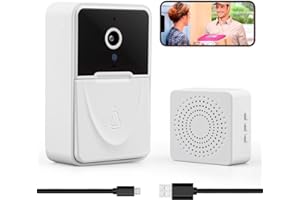BBAUER Video Doorbell Wireless,Ring Video Doorbell Smart Wireless Security Camera with Two-Way Talk Wireless Video Doorbell Camera for Outdoor Entrance（White）