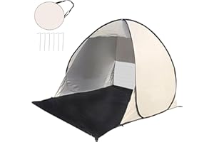 Strandmuschel Pop Up Strandzelt, Tragbar Groß Strand Zelt, 2-3 Personen Familie Zelt, 50+ UV Schutz Sonnenschutz Windschutz Wurfzelt, Kleines Packmaß, inkl. Tragetasche und Bodenheringe (B)