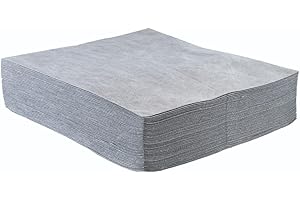BEARTOOLS Maintenance Absorbent Pads - Absorb Oil, Water, Coolants, For General Use - Spill Control Sheets - 50cm x 40cm, 50 Sheets, Sonic Bonded Core with Spun Bound Top Layer, Grey - Indoor/Outdoor Use