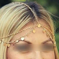 1X böhmische Art Kreis Pailletten Kette Schmuck Stirn Haar Band Schließe Schmuck