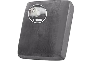 BXFUL Stretch Velvet Sofa Seat Cushion Cover, Removable Sofa Couch Covers with Elastic Bottom, Washable Furniture Slipcovers Protector for Kids and Pets (Large 1-Seater,Grey)