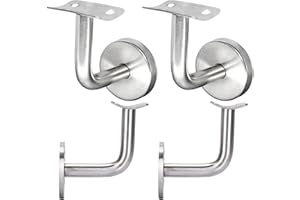 STOUCLA 4 supporti per corrimano, in acciaio inox, per corrimano, per ringhiere delle scale, in legno con rosetta di copertura