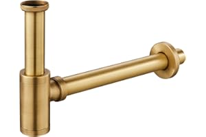 KEOKBON Siphon P Bottle Trap 32mm G1-1/4" for Universal Plumbing System Bathroom Washbasin Sink & Washstand Extension Tube Adjustable Odor Trap Anti-Fading Antique Brass