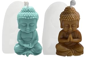 Peiyee 2 Piezas Molde De Silicona Para Velas De Buda,Molde De Silicona 3d De Buda,Molde De Vela Artesanal Hecho A Mano Para JabóN, Manualidades, Velas, Chocolate, Magdalenas O Helado
