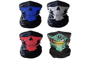 Tioamy Pasamontañas de Calavera Ciclismo Máscaras de Media Cara Transpirable Esqueleto Tubo máscaras para Moto Piscina equitación y por Hallowmas