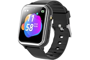 SEVGTAR Smartwatch für Kinder, Smartwatch für Kinder, Anrufe, Mode, Schule, SOS, MP3, Wecker, Uhr, Telefon, für Kinder, Geschenk 4 – 12 Jahre, VOLGA-G15A-Schwarz