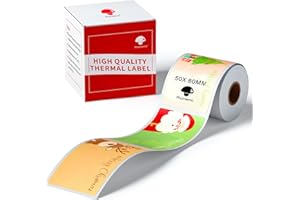 ‎PHOMEMO Phomemo Weihnachtsetiketten für Etikettendrucker M110/M108/M220, 50 x 80 mm (2'‚ x 3,15‘') Druckeretiketten mit Weihnachtsmann-, Weihnachtsbaum- und Rentiermotiven, ideal für Weihnachtsgeschenke