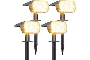 SUNKENET 4 Stück Solarlampen Für Außen Garten Outdoor, 3000K Solarstrahler Für Außen Garten, 3 Helligkeitsmodi IP65 Wasserdicht Solarstrahler Für Außen, Solar Strahler Außen für Garten, Hof, Gehweg