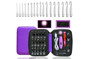 Knitiss Crochet Hooks Light up Crochet Hook Set 17 Sizes Digital Crochet Hooks with Counter 2.50~14.0mm