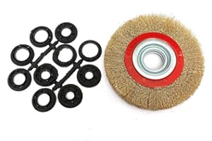 TopHomer Brosse circulaire à fils d'acier 150 mm 1PC - 10 adaptateurs 13/ 16/ 22/ 25 mm | Pour nettoyage métal, meuleuse, touret à meuler, or
