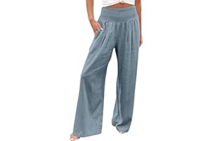 RUITOTP Pantalon Femme Grande Taille Pantalon Fluide Oversized Elastique Pantalon Décontractée High Waisted Plaine Pantalons Randonnée avec Poches Pantalon Tailles