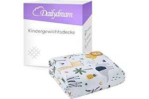 ‎DAILYDREAM Dailydream Kinder Gewichtsdecke | 90x120 | 2,3 kg | Motiv Safari | aus 100% Baumwolle | mit Glasperlenfüllung | schwere Decke zum Schlafen | Weighted Blanket | Therapiedecke | Körpergewicht 20-35 kg