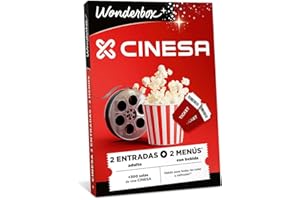 WONDERBOX - Caja Regalo - Cine + menú para 2 Personas - 2 entradas de Cine + 2 menús Compuesto por Palomitas y Bebidas para 2 Personas - Válido Durante 3 años y 3 Meses