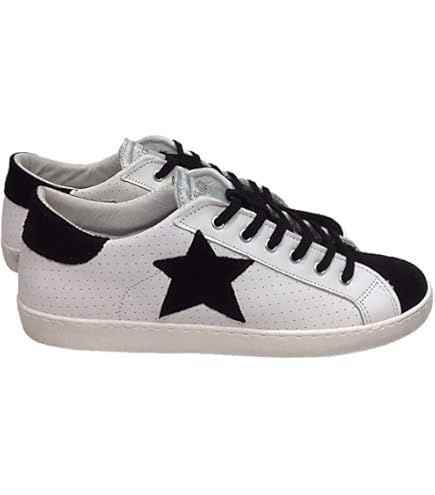 Scarpe Sneakers Basse Uomo Via Condotti - Pelle Traforata Bianco Nero Stella - Foto 10