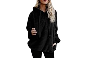 HORMTAER Womens Hoodie Fleece Casual Loose Long Sleeve Coat Winter Oversize Warm Fluffy Zip Tops Sweatshirt Pullover with Pockets