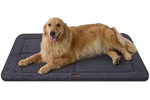 Joydeco Low-Profile Dog Mat Reversible Bed Pad, Washable Dog Crate Pad with Ultra Soft Fleece, Compact Design Kennel Bed Mats for Extra Large Medium Small Pets, 112x81cm, Dark Grey