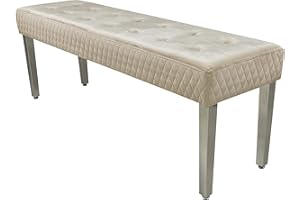 ASR INTERIORS Majestic Mink Velvet 3 Seater Bench – Luxury Tufted Upholstered Ottoman Seat | Modern Office, Bedroom, Living Room, Dining Bench | Elegant Velvet Entryway Hallway Seating (Mink)