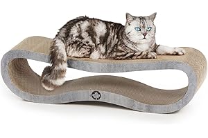 CanadianCat Company | Kratzmöbel für Katzen Orbit 2.0 Lounge, Kratzbrett, hochwertige Katzen Pappe + Katzenminze, betonoptik, ca. 84 x 24 x 23cm