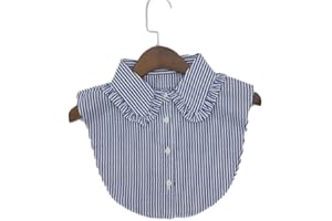 Hotaden Femmes Stripe Denim avec col en Dentelle col de Chemise de Faux Cravate Vintage Collier détachable Faux col Revers Chemisier Top