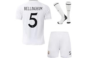 Rawdem Madrid Kids Home 2024/2025#5 Bellingham Home Maillot de football short chaussettes coffret cadeau Tailles jeunes