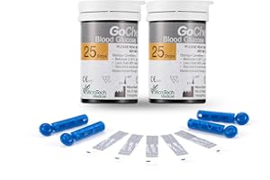 SEEYC Medidor de glucosa en sangre tiras de prueba reemplazo por GoChek 2 diabetes strips tiras reactivas de glucosa en sangre x 50 para ES diabéticos