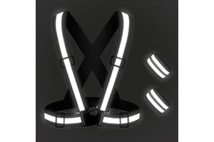 ABRVUAHM Reflective Running Vest, Elastic Adjustable Reflective Vest Gear High Vis Running Vest with Armbands for Night Cycling,Hiking, Jogging,Dog Walking