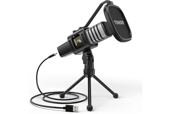 TONOR Micro PC, USB Microphone Condensateur Professionnel pour Gaming Streaming Podcast Studio Enregistrement Singing Youtube Gamer Chant Voix-Off,pour Ordinateur de Bureau et Laptop, 200 cm, TC30