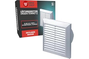 MKK-SHOP - Griglia di aerazione e protezione dagli insetti, Ø 150 mm, modello T27, in ABS, colore: bianco