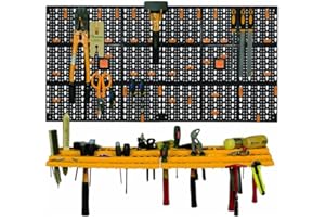 MONDO VIRO Pannello forato porta utensili per lavoro con scaffale da parete, organizzatore da officina per attrezzi, supporto robusto per utensili da lavoro e accessori 65x39 cm