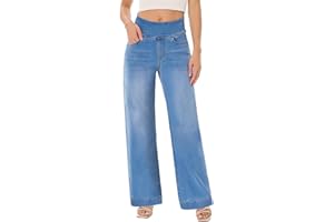 UCOOLYN Vaqueros Elásticos Mujer,Pantalón Vaquero Ancho Tiro Alto Azul Marino Pierna Ancha Holgada Sweatpants Jeans Women Wide Leg