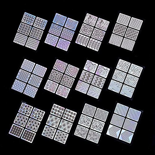 60 Stücke Nagel Vinyl Schablonen Aufkleber Set, 5 Blätter 72 Verschiedenes Design Nette Einfache Nagelkunst Nagel Vinyl Nagel Schablonen Blätter - 3