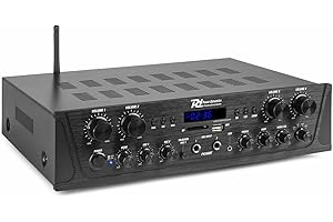 Versterker met Bluetooth - Power Dynamics PV240BT - 4-zone versterker met radio & mp3 speler - 8x 50W - Zwart