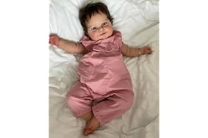 MineeQu 24 cale 60 cm Realistyczny Słodki Uśmiech Ogromny rozmiar Miękka w dotyku Przytulne ciało Lalki odrodzonego dziecka Zestaw podarunkowy z brązowymi włosami ukorzenionymi Realistyczny noworodek Lalki dla małych dzieci, które wyglądają jak prawdziwe, na zawsze Twój Ukochany