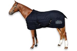 Horses, Coperta Invernale Heavy per Cavallo, Imbottita 300 gr, Morbida e Comoda, Ideale per Box, Resistente, Bordi Rinforzati in Nylon, Blu 155 cm