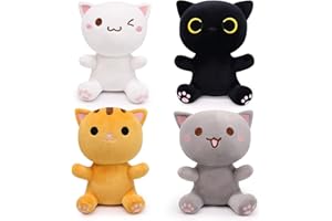 DESDFCER 4PCS Cat Stuffed Animal Set,Mini Cat Plush Kit,Kawaii Small Cat Plush Doll,Cute Plush Cat Doll Stuffed Cat Figure Plush Toys for Kids Girl Boy,Gift for Halloween Christmas