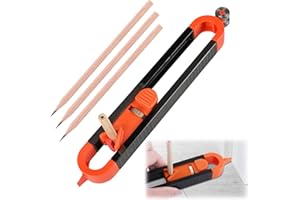 BSYFOP Scribe Tool, Scribe Tool, Contour Gauge with Lock Precise Contour Gauge Durable Adjustable Contour Gauge Multi Functional Easy to Use Scribing Tool with 4 Pencils