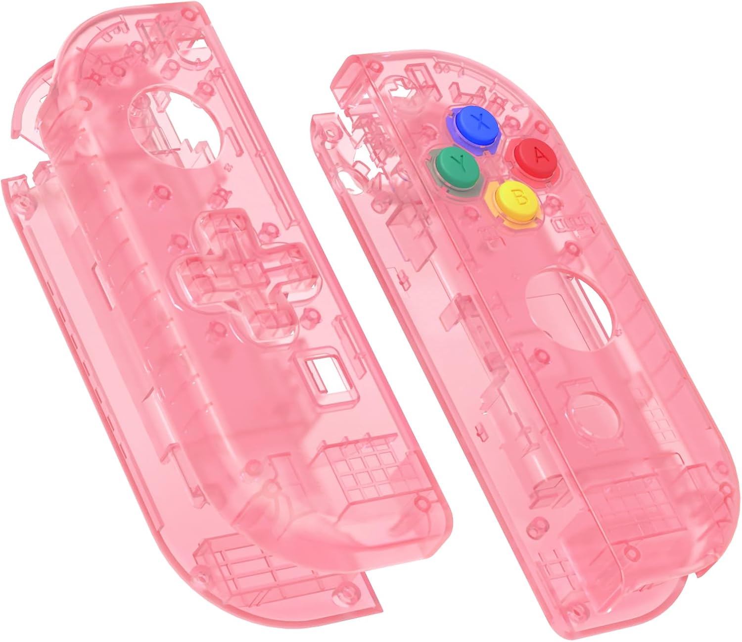 eXtremeRate Cherry Pink Joy con Handheld Controller Housing (D-Pad Version) with Colorful Buttons, DIY Replacement Shell Case for Nintendo Switch Joycon & Switch OLED Joy con