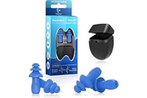 EARGRACE Tapones para los Oídos para Natación, 2 pares de Tapones de Silicona Impermeables, Reutilizables y con Reducción de Ruido para Natación, Ducha, Trabajo, Sueño, Estudio y Otros Eventos Ruidosos