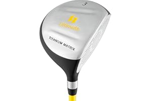 GYMAX Junior Golf Club, Kids Golf Putters Right Hand with Fiberglass Shaft & Foam Head Cover, Individual Gold Club for Boys and Girls Aged 8-10 (Yellow, #3 Fairway Wood)