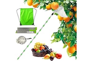 TUIBEIDAMAI Obstpflücker mit Teleskopstiel 4.25M,Apfelpflücker Diameter 16 cm,Kirschenpflücker mit Baumwollbeutel,Edelstahl Obstsammler für Kirschen,Pflaumenpflücker,Fruit Picker,Obstgreifer