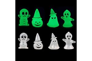GUKASXI 8 pezzi Glow in the Dark Halloween fantasma miniatura statuette luminose Halloween resina fantasma decorazione prato Halloween miniature ornamenti fantasma decorazioni per interni esterni giardino