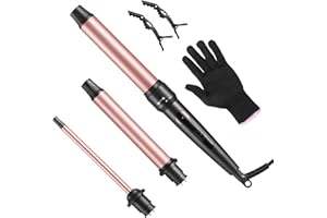 Culwad Lockenstäbe Große und Kleine Locken Set, 3 in 1 Lockenstab mit Verschiedenen Aufsätzen Keramik Turmalin Beschichtung Welleneisen für Beach Waves